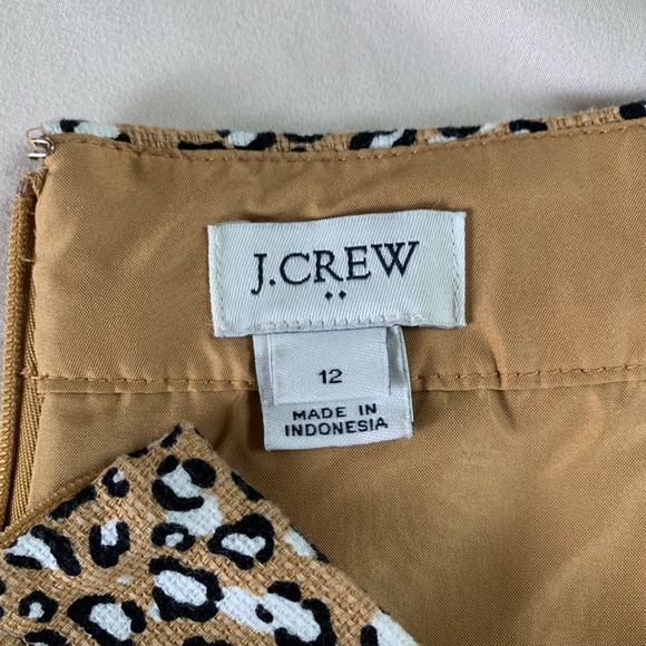 J. Crew tan animal print pencil skirt lined zip back vent size 12 - Picture 10 of 13
